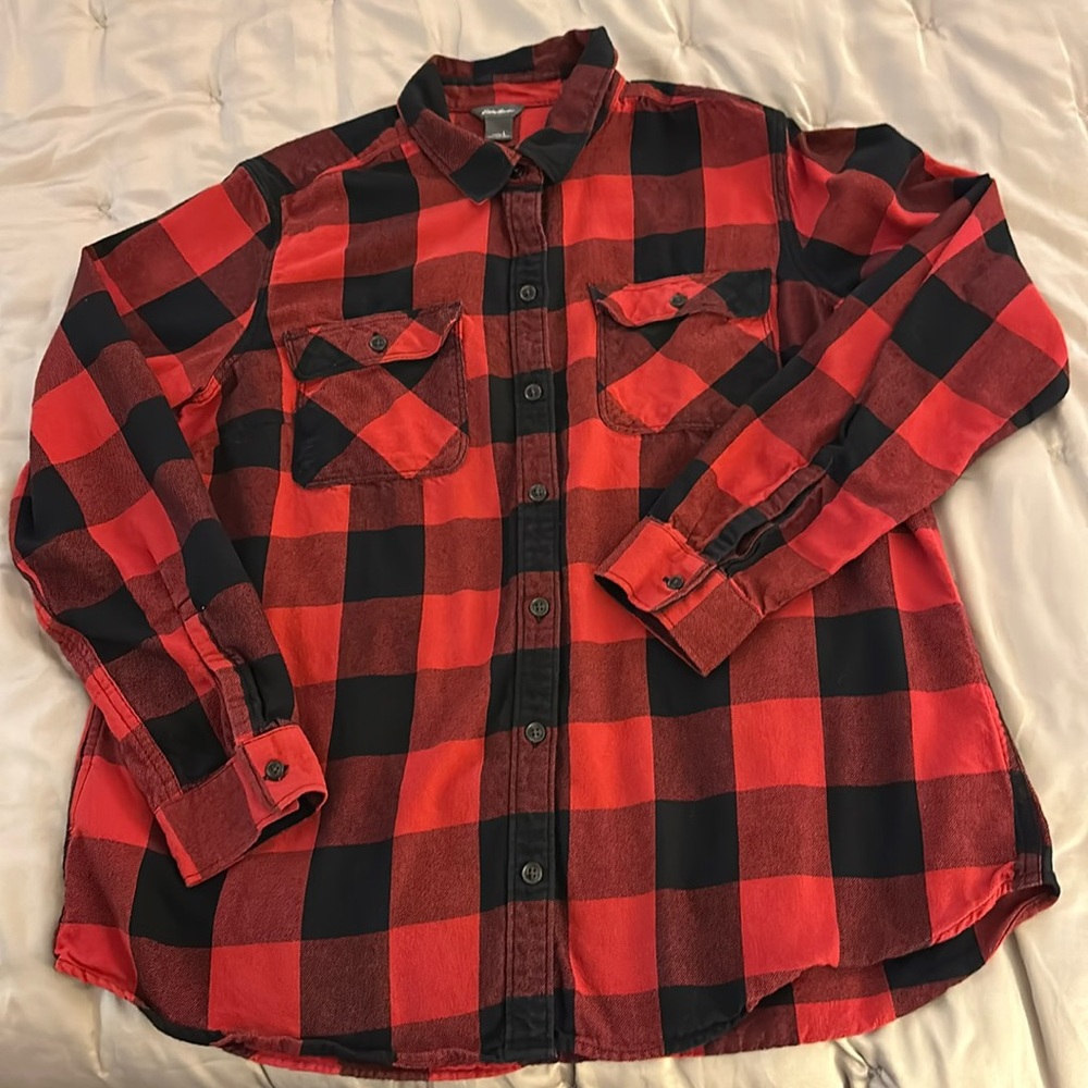 Ladies Firelight Buffalo Check Flannel Shirt L